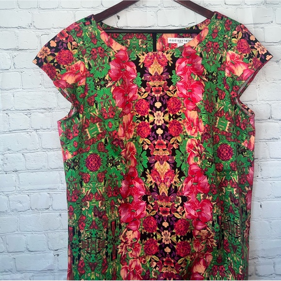 Madison Leigh Woman Green & Red Tropical Dress size 14W - Picture 5 of 11